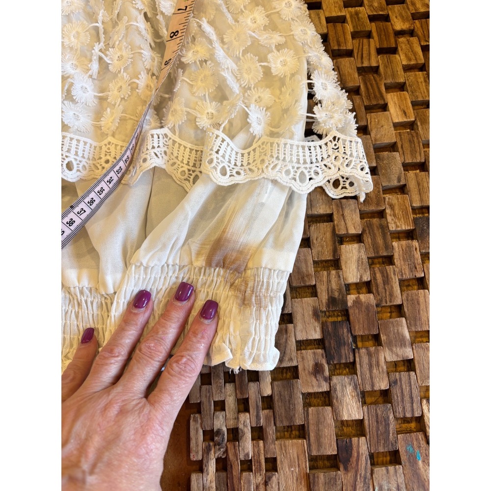 Paola Poggi White Floral Lace 3D Daisy Camisole Smocked Stretch Tank Top IT 38 S - Picture 11 of 11